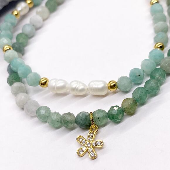 NEW Jade Stone & Amazonite Stone Layering Bracelet Set - Picture 5 of 12